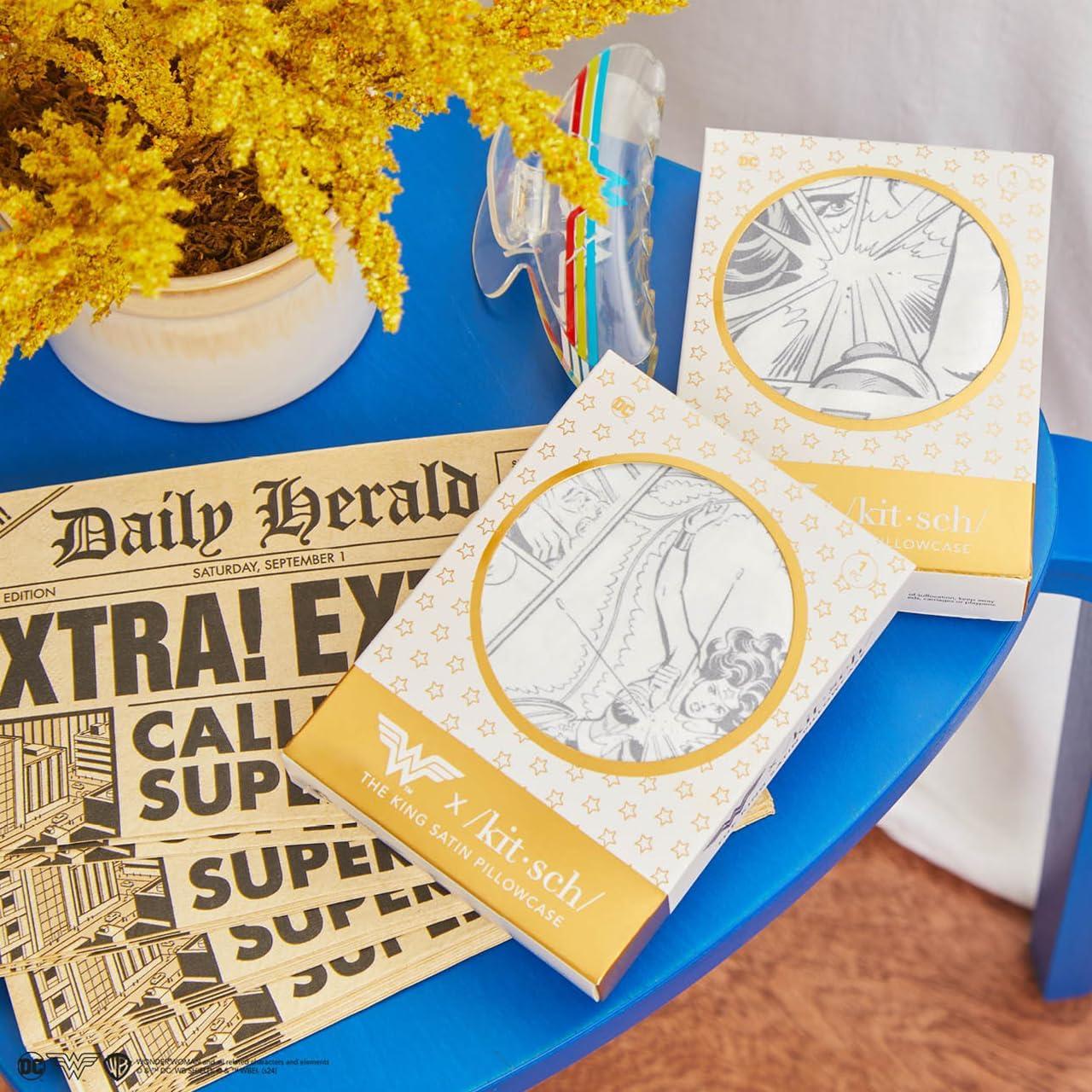 imageKitsch Wonder Woman Believe in Wonder Satin Pillowcase with Zipper Softer Than Silk Luxury Cooling Pillowcase for Hair ampamp Skin Wrinkle Prevention King Size 19X36Wonder Woman Comic