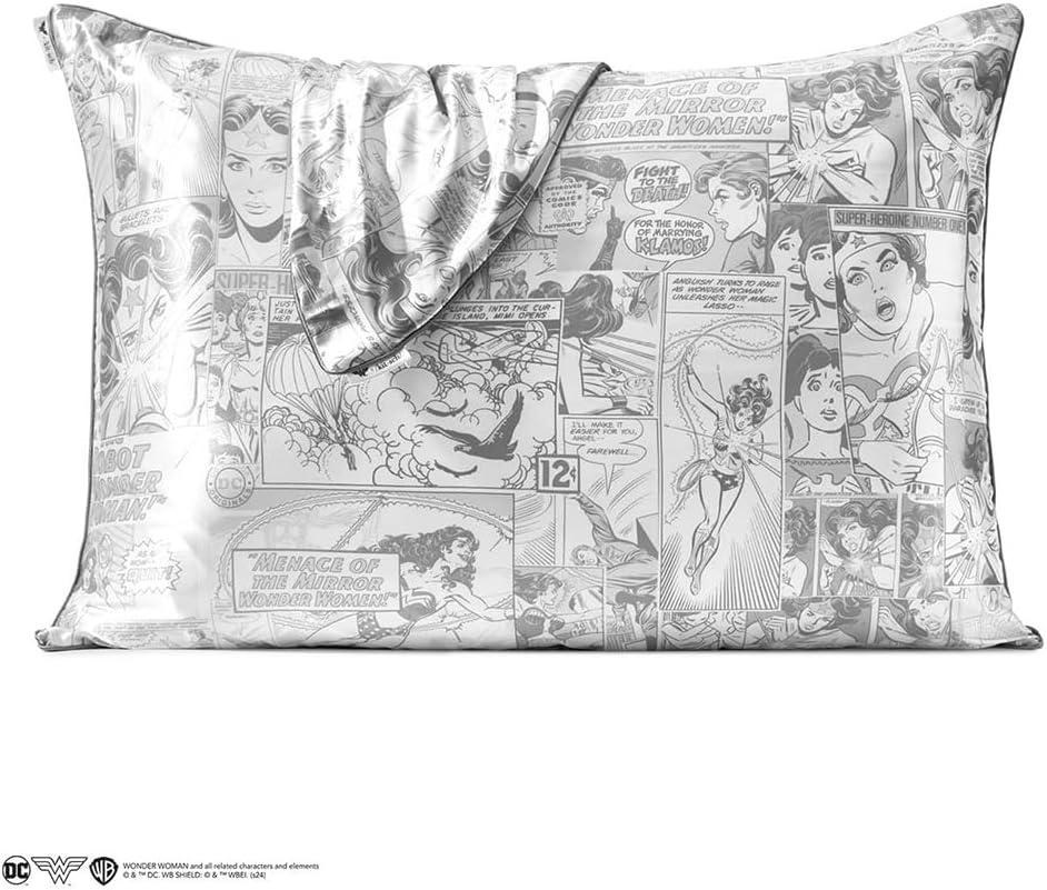 imageKitsch Wonder Woman Believe in Wonder Satin Pillowcase with Zipper Softer Than Silk Luxury Cooling Pillowcase for Hair ampamp Skin Wrinkle Prevention King Size 19X36Wonder Woman Comic