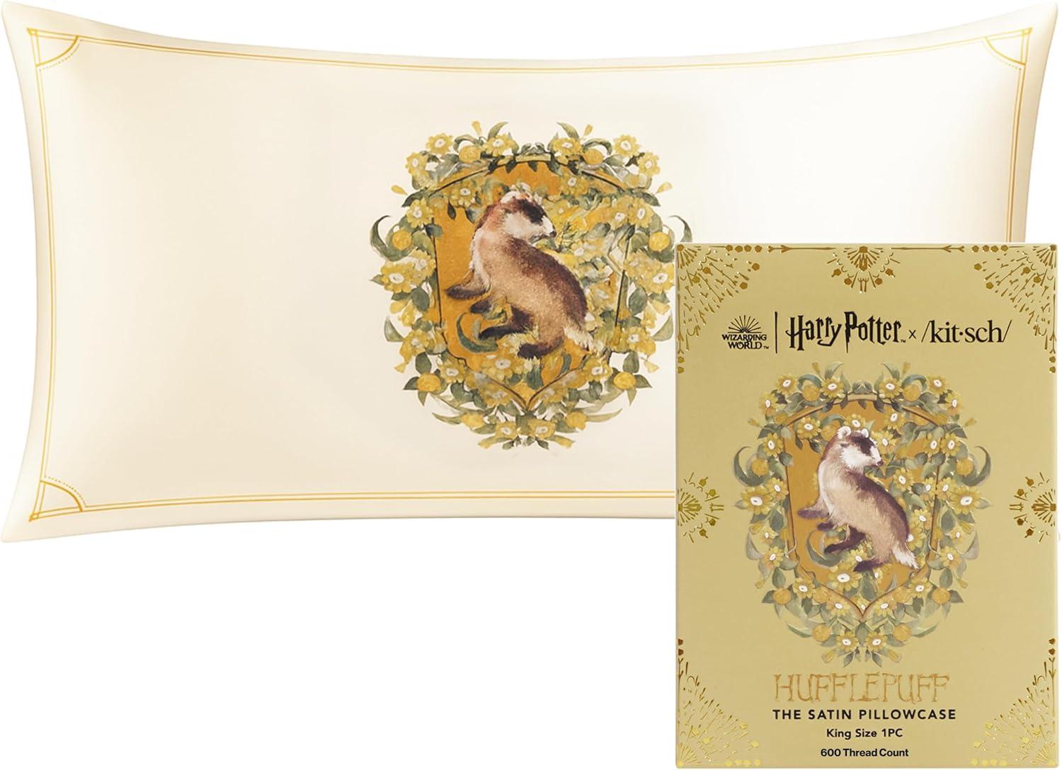 imageKitsch Wonder Woman Believe in Wonder Satin Pillowcase with Zipper Softer Than Silk Luxury Cooling Pillowcase for Hair ampamp Skin Wrinkle Prevention King Size 19X36Harry Potter Hufflepuff