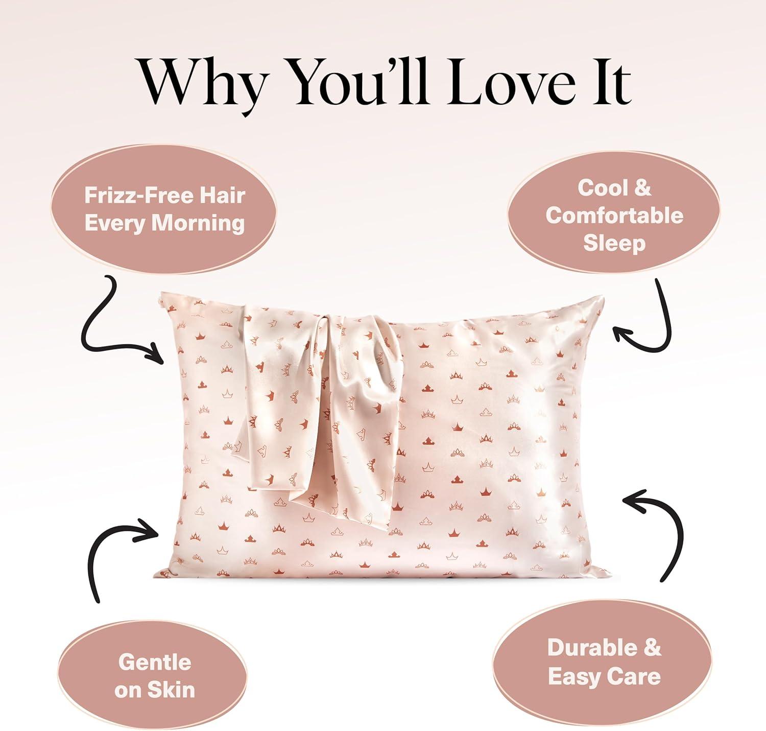 imageKitsch Wonder Woman Believe in Wonder Satin Pillowcase with Zipper Softer Than Silk Luxury Cooling Pillowcase for Hair ampamp Skin Wrinkle Prevention King Size 19X36Disney Desert Crown