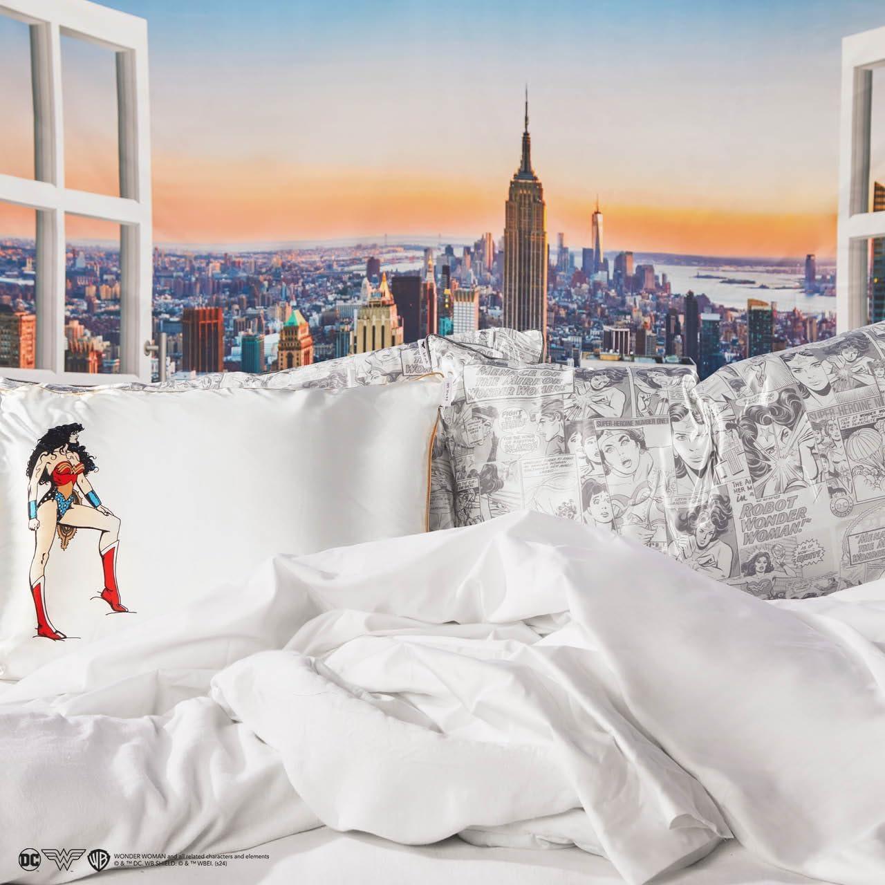 imageKitsch Wonder Woman Believe in Wonder Satin Pillowcase with Zipper Softer Than Silk Luxury Cooling Pillowcase for Hair ampamp Skin Wrinkle Prevention King Size 19X36Wonder Woman Comic