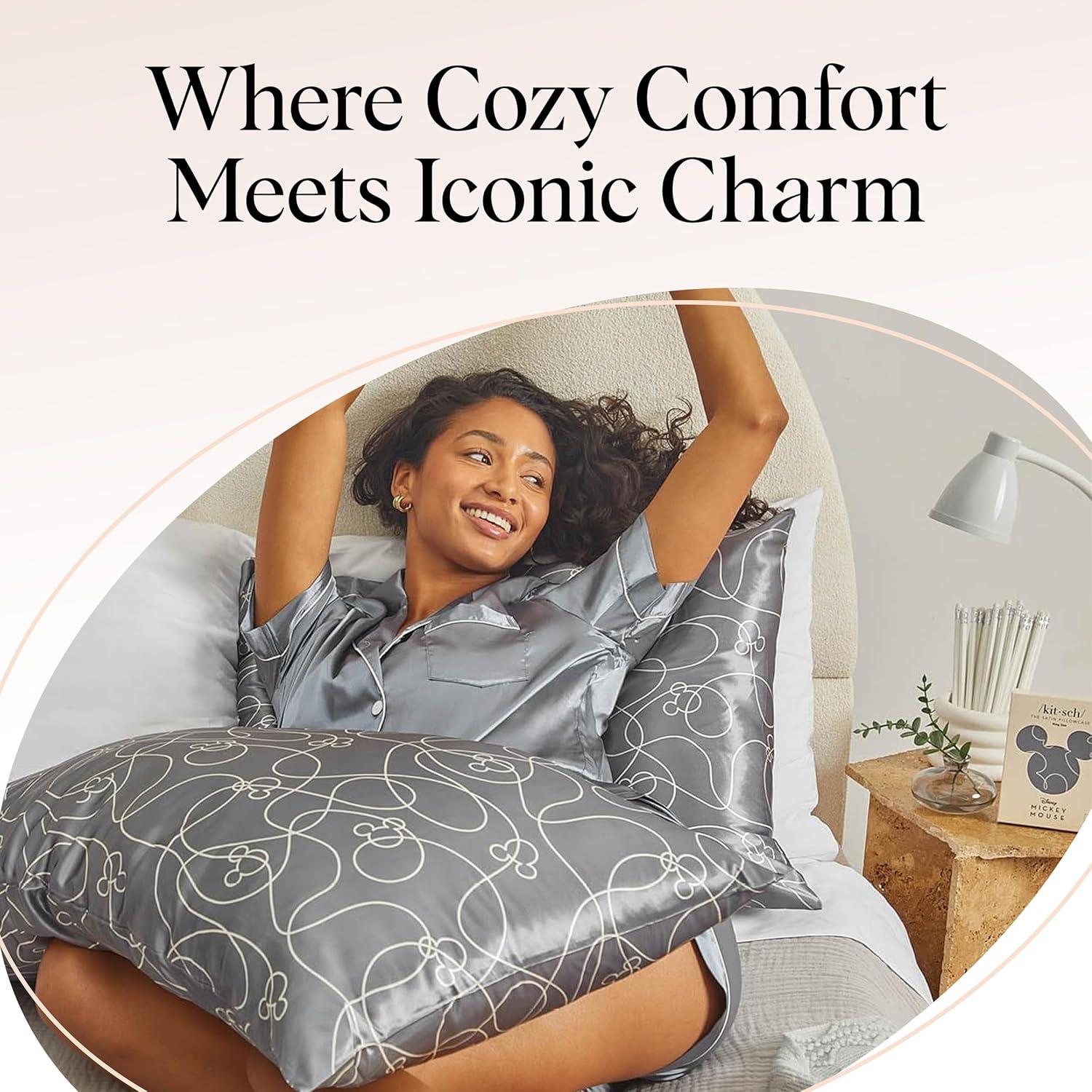 imageKitsch Wonder Woman Believe in Wonder Satin Pillowcase with Zipper Softer Than Silk Luxury Cooling Pillowcase for Hair ampamp Skin Wrinkle Prevention King Size 19X36Disney Mickey Maze