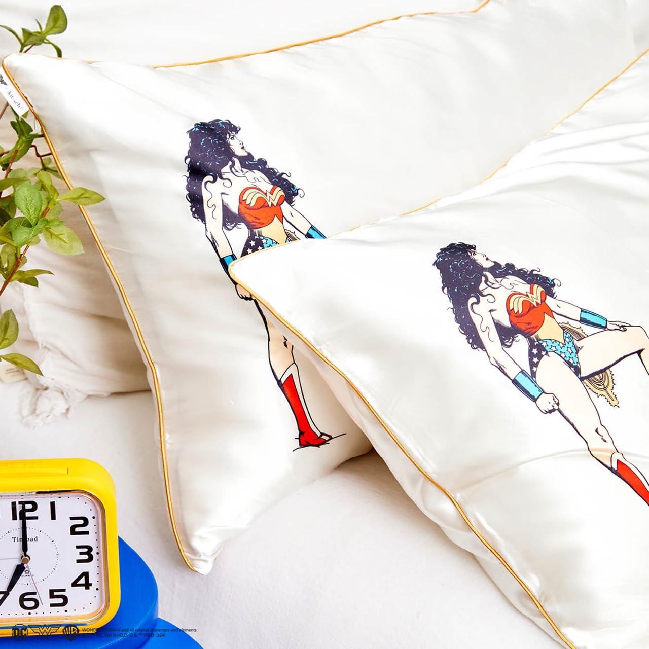 imageKitsch Wonder Woman Believe in Wonder Satin Pillowcase with Zipper Softer Than Silk Luxury Cooling Pillowcase for Hair ampamp Skin Wrinkle Prevention King Size 19X36Wonder Woman Believe in Wonder