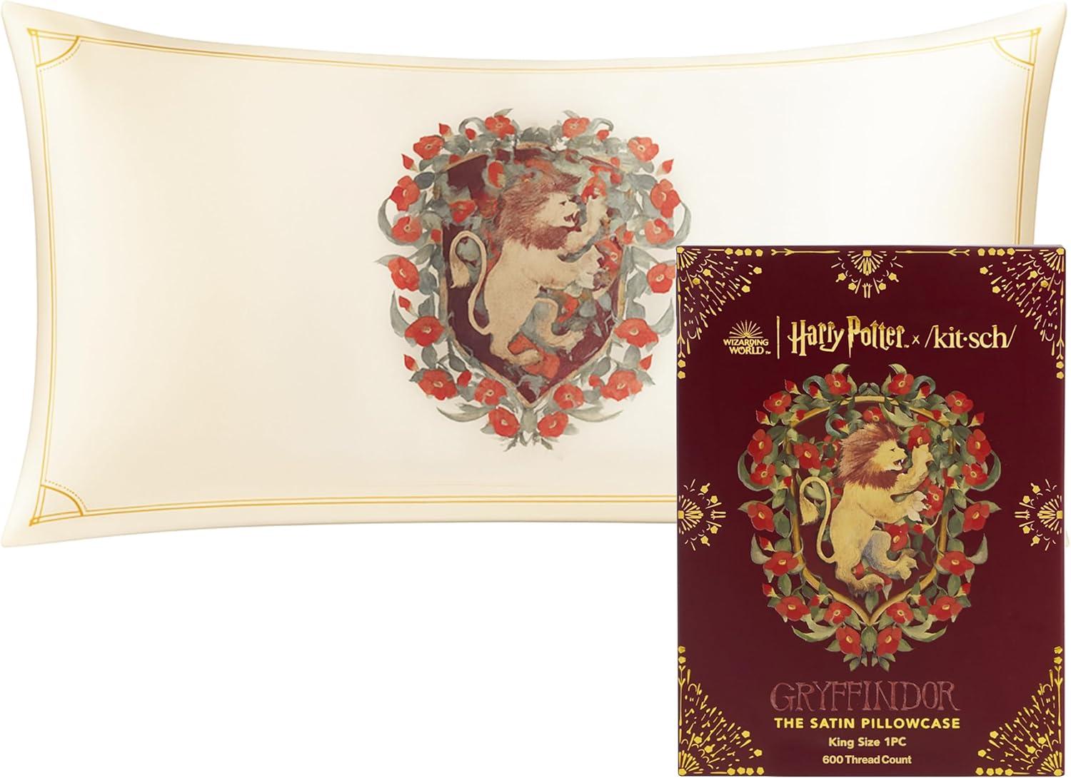 imageKitsch Wonder Woman Believe in Wonder Satin Pillowcase with Zipper Softer Than Silk Luxury Cooling Pillowcase for Hair ampamp Skin Wrinkle Prevention King Size 19X36Harry Potter Gryffindor