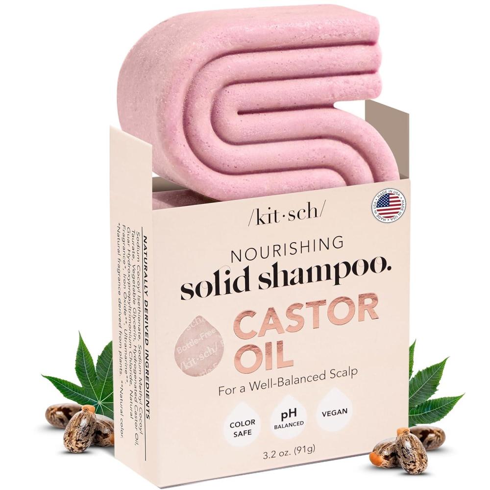 imageKitsch Castor Oil Shampoo Bar Soap Hydrating ampamp Moisturizing Hair Care Organic Castor Oil Solid Shampoo for Hair Growth ampamp Scalp Nourishment Silicone ampamp ParabenFree Vegan Made in USA 32ozCastor Oil Nourishing Shampoo Bar NEW