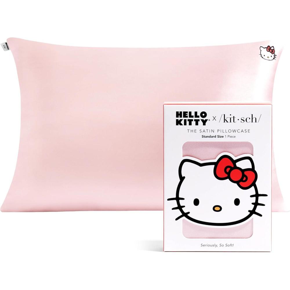 imageKitsch Wonder Woman Believe in Wonder Satin Pillowcase with Zipper Softer Than Silk Luxury Cooling Pillowcase for Hair ampamp Skin Wrinkle Prevention King Size 19X36Hello Kitty Pink Kitty Face