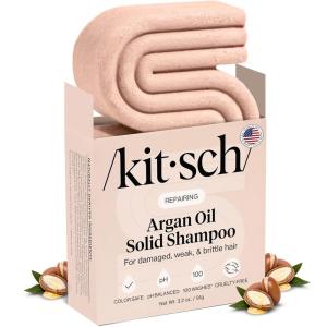 Kitsch Argan Oil Shampoo Bar – Repairing Hair Shampoo for Men & Women – Strengthening, Nourishing Hair Care, Reduce Breakage & Boost Elasticity – Silicone, Paraben & Sulfate Free, Made in USA – 3.2 oz