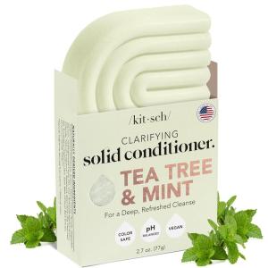 Kitsch Clarifying Tea Tree & Mint Conditioner Bar – Hair Conditioner for Scalp & Oil Control – Vegan Conditioner for Women and Men, Color-Safe, Sustainable Hair Care – Made in USA, 2.7 oz