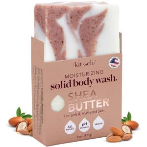 Kitsch Shea Butter Exfoliating Body Wash Bar – Moisturizing Bar Soap & Gentle Soap Bar with Plant-Based Exfoliants – Hydrates, Softens & Soothes Skin – Paraben, Silicone & Sulfate-Free – 4 oz