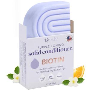 Kitsch Toning Purple Conditioner For Blondes & Color Treated Hair – Conditioner Bar For Women & Men – With Biotin for Strengthening & Neutralizing Brassy Tones – Vegan, Silicone & Sulfate Free – 2.7oz