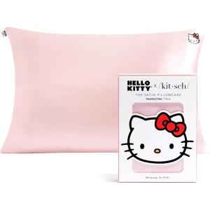 Kitsch Wonder Woman (Believe in Wonder) Satin Pillowcase with Zipper Softer Than Silk, Luxury Cooling Pillowcase for Hair & Skin, Wrinkle Prevention, King Size 19X36(Hello Kitty – Pink Kitty Face)