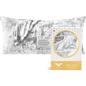 Kitsch Wonder Woman (Believe in Wonder) Satin Pillowcase with Zipper Softer Than Silk, Luxury Cooling Pillowcase for Hair & Skin, Wrinkle Prevention, King Size 19X36(Wonder Woman – Comic)