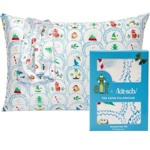 Kitsch Wonder Woman (Believe in Wonder) Satin Pillowcase with Zipper Softer Than Silk, Luxury Cooling Pillowcase for Hair & Skin, Wrinkle Prevention, King Size 19X36(Elf – North Pole)