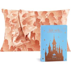 Kitsch Wonder Woman (Believe in Wonder) Satin Pillowcase with Zipper Softer Than Silk, Luxury Cooling Pillowcase for Hair & Skin, Wrinkle Prevention, King Size 19X36(Disney – Princess)