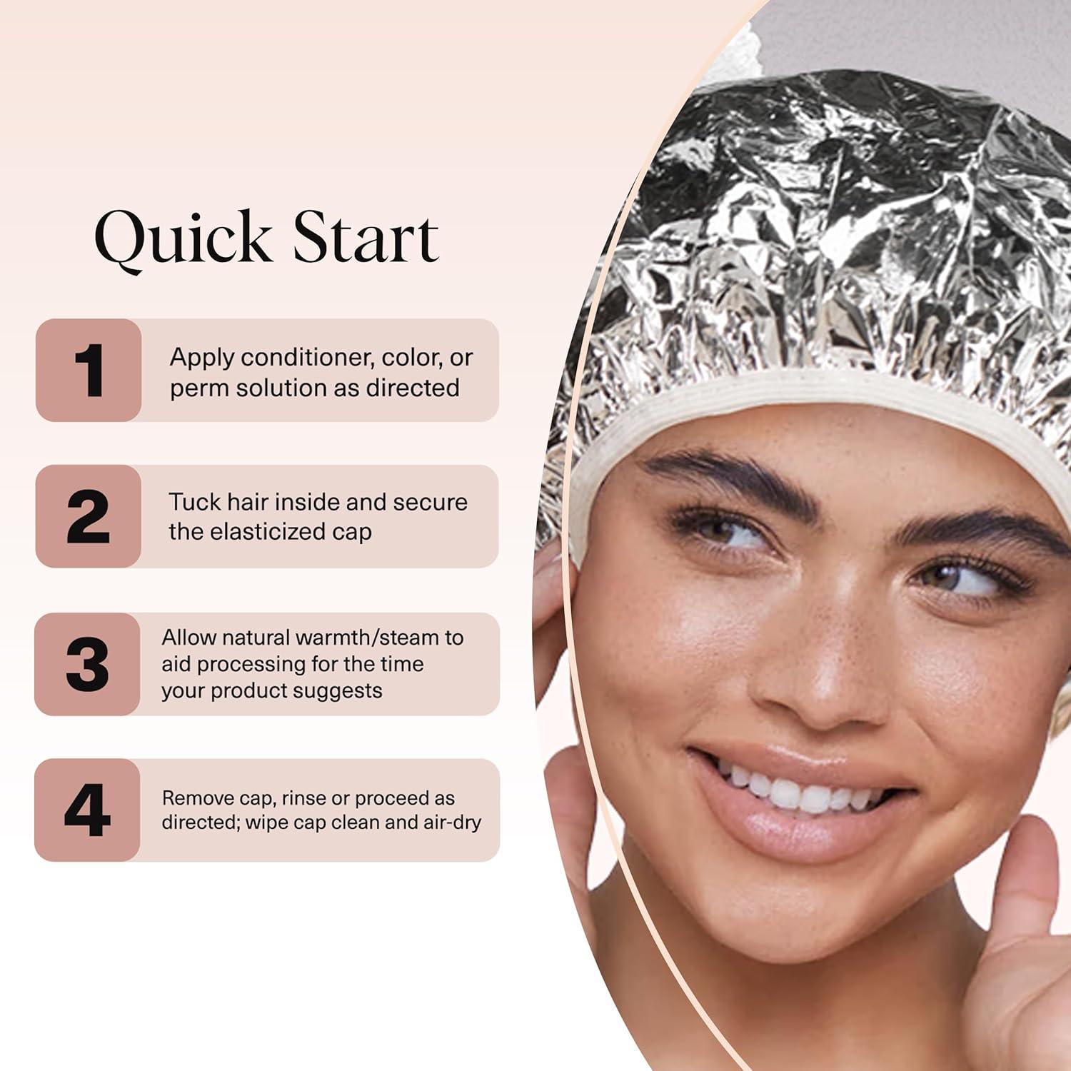 imageKitsch Aluminum Foil Heat Cap for Deep Conditioning Reusable Hair Streamer For Coloring Perm ampamp Treatment Heat Cap with Elastic Band Processing Caps for Hair Shower Caps for Sauna Shower ampamp Spa