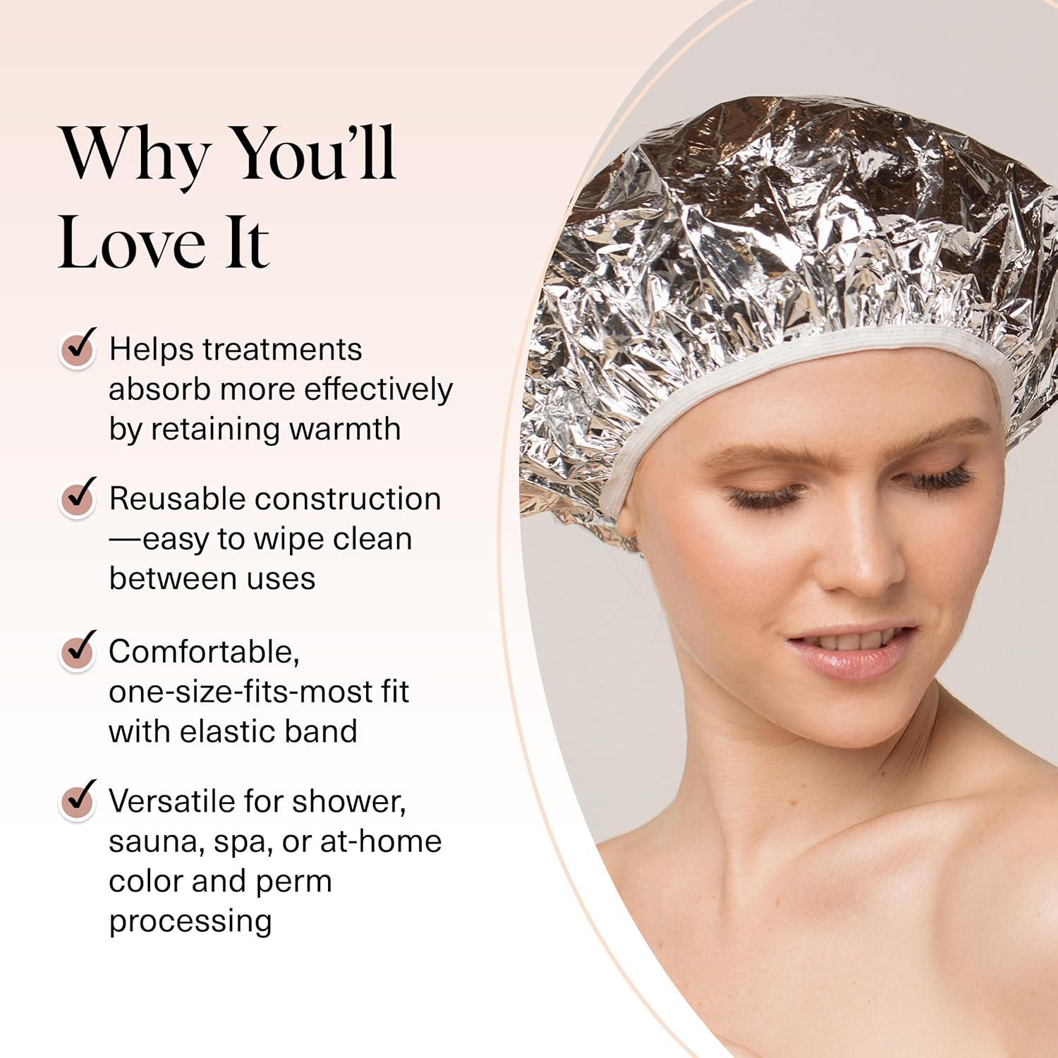 imageKitsch Aluminum Foil Heat Cap for Deep Conditioning Reusable Hair Streamer For Coloring Perm ampamp Treatment Heat Cap with Elastic Band Processing Caps for Hair Shower Caps for Sauna Shower ampamp Spa
