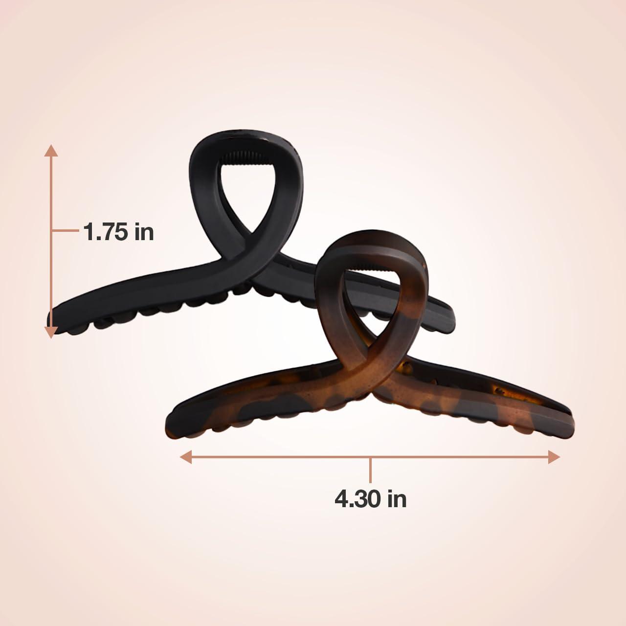 imageKitsch Banana Clip Retro 80s Style Hair Clips for Women Secure ampamp Durable No Crease Banana Clips for Styling Ponytails ampamp Updos Ideal Gifts for Women Black ampamp Tort 2pc SetTortoise and Black 2 Pieces Large Loop