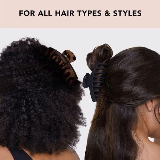 imageKitsch Banana Clip Retro 80s Style Hair Clips for Women Secure ampamp Durable No Crease Banana Clips for Styling Ponytails ampamp Updos Ideal Gifts for Women Black ampamp Tort 2pc SetBlack Oversized Matte Hair Clip