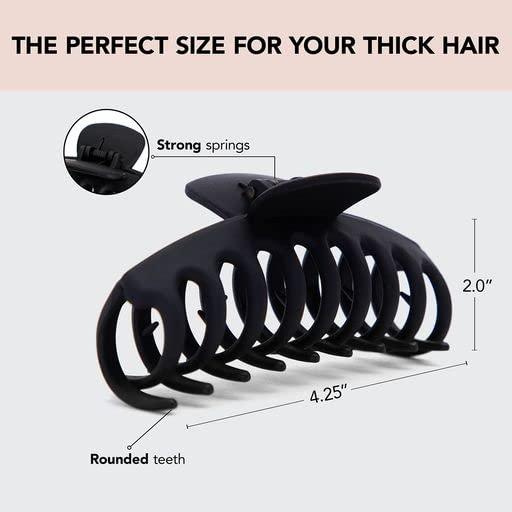 imageKitsch Banana Clip Retro 80s Style Hair Clips for Women Secure ampamp Durable No Crease Banana Clips for Styling Ponytails ampamp Updos Ideal Gifts for Women Black ampamp Tort 2pc SetBlack Oversized Matte Hair Clip