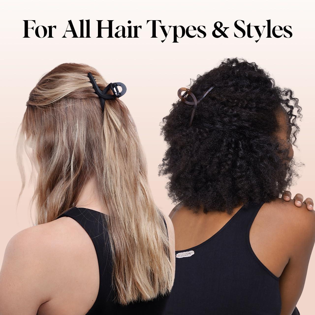 imageKitsch Banana Clip Retro 80s Style Hair Clips for Women Secure ampamp Durable No Crease Banana Clips for Styling Ponytails ampamp Updos Ideal Gifts for Women Black ampamp Tort 2pc SetTortoise and Black 2 Pieces Large Loop