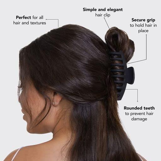 imageKitsch Banana Clip Retro 80s Style Hair Clips for Women Secure ampamp Durable No Crease Banana Clips for Styling Ponytails ampamp Updos Ideal Gifts for Women Black ampamp Tort 2pc SetBlack Oversized Matte Hair Clip