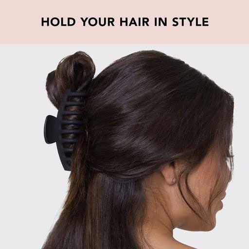 imageKitsch Banana Clip Retro 80s Style Hair Clips for Women Secure ampamp Durable No Crease Banana Clips for Styling Ponytails ampamp Updos Ideal Gifts for Women Black ampamp Tort 2pc SetBlack Oversized Matte Hair Clip