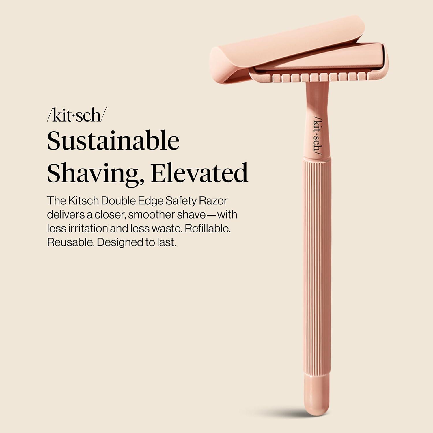 imageKitsch Double Edge Safety Razors for Women and Men Long Metal Handle and Stainless Steel Single Blade Razor with 5 Double Edge Refills for Shaving and Travel Essentials Terracotta