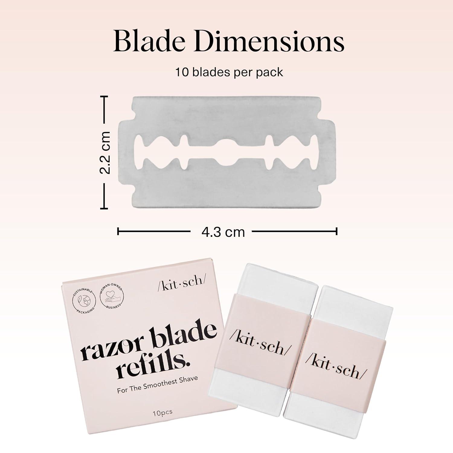 imageKitsch Double Edge Safety Razors for Women and Men with 5 Blade Refills Extra Long Handle ampamp Silicone Cap Reusable Single Blade Razor for Shaving and Travel Essentials BlackDouble Edge Razor Blades Refills