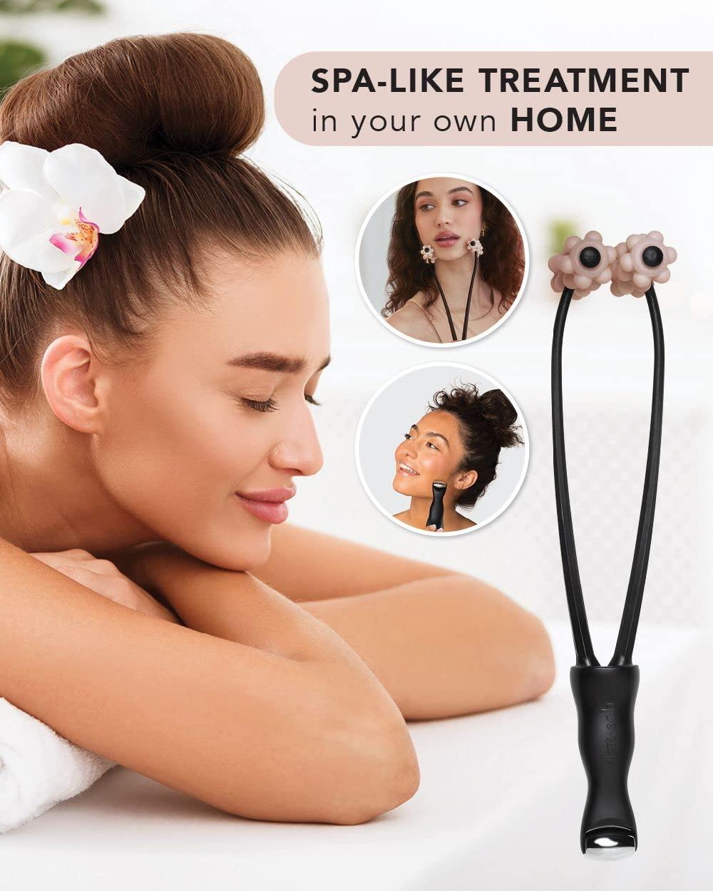 imageKitsch Facial Lifting Roller for Wrinkles ampamp Firming 2in1 Eye ampamp Face Massager Tool Lymphatic Drainage Massager Rollers Skin Roller for Face Facial Rollers Jawline Sculpting ampamp Neck Lifting