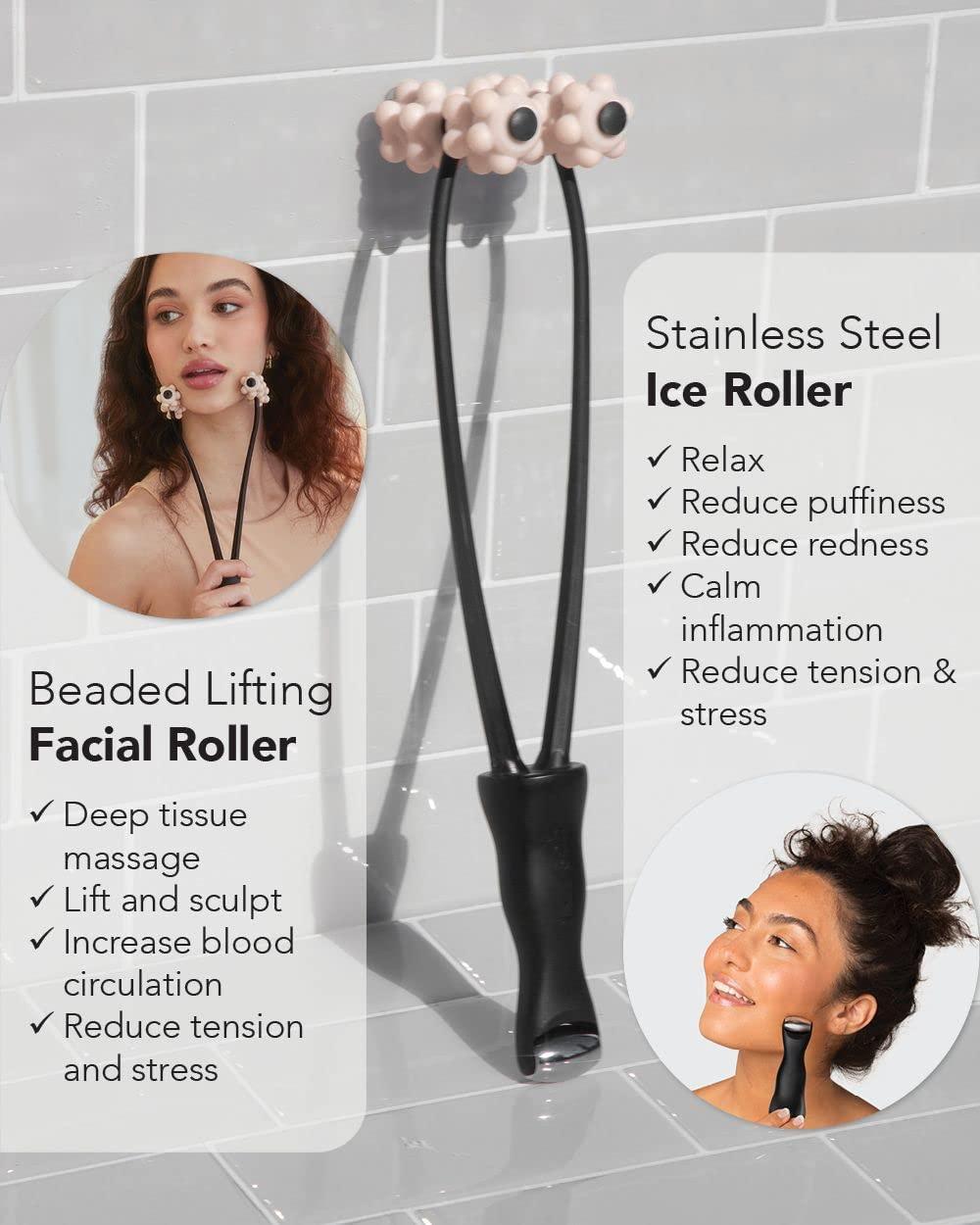 imageKitsch Facial Lifting Roller for Wrinkles ampamp Firming 2in1 Eye ampamp Face Massager Tool Lymphatic Drainage Massager Rollers Skin Roller for Face Facial Rollers Jawline Sculpting ampamp Neck Lifting