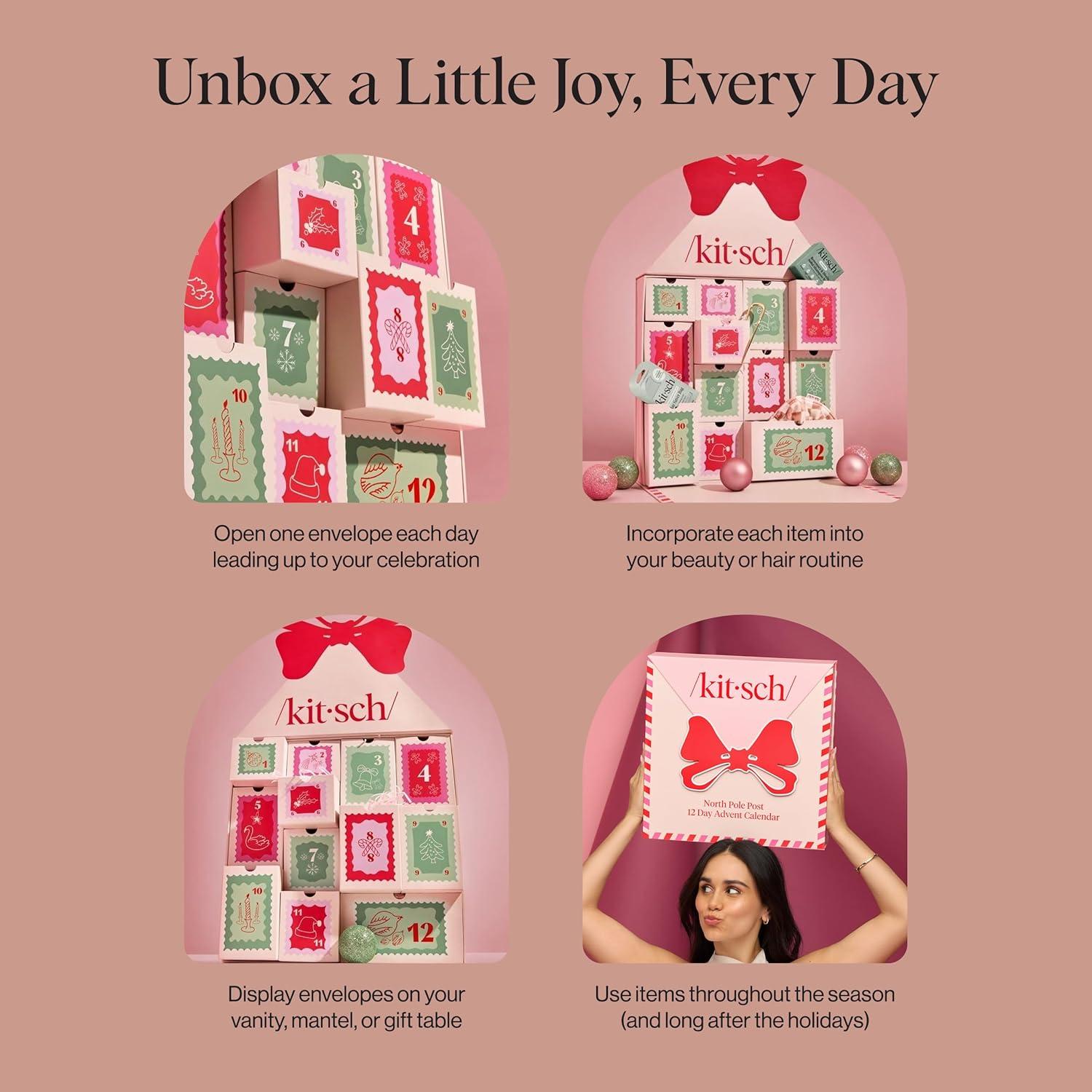 imageKitsch Holiday Advent Calendar Christmas Advent Calendar 2025 with FullSize Hair Accessories ampamp Beauty Essentials Festive Self Care Gifts for Women Limited Edition Christmas Gifts