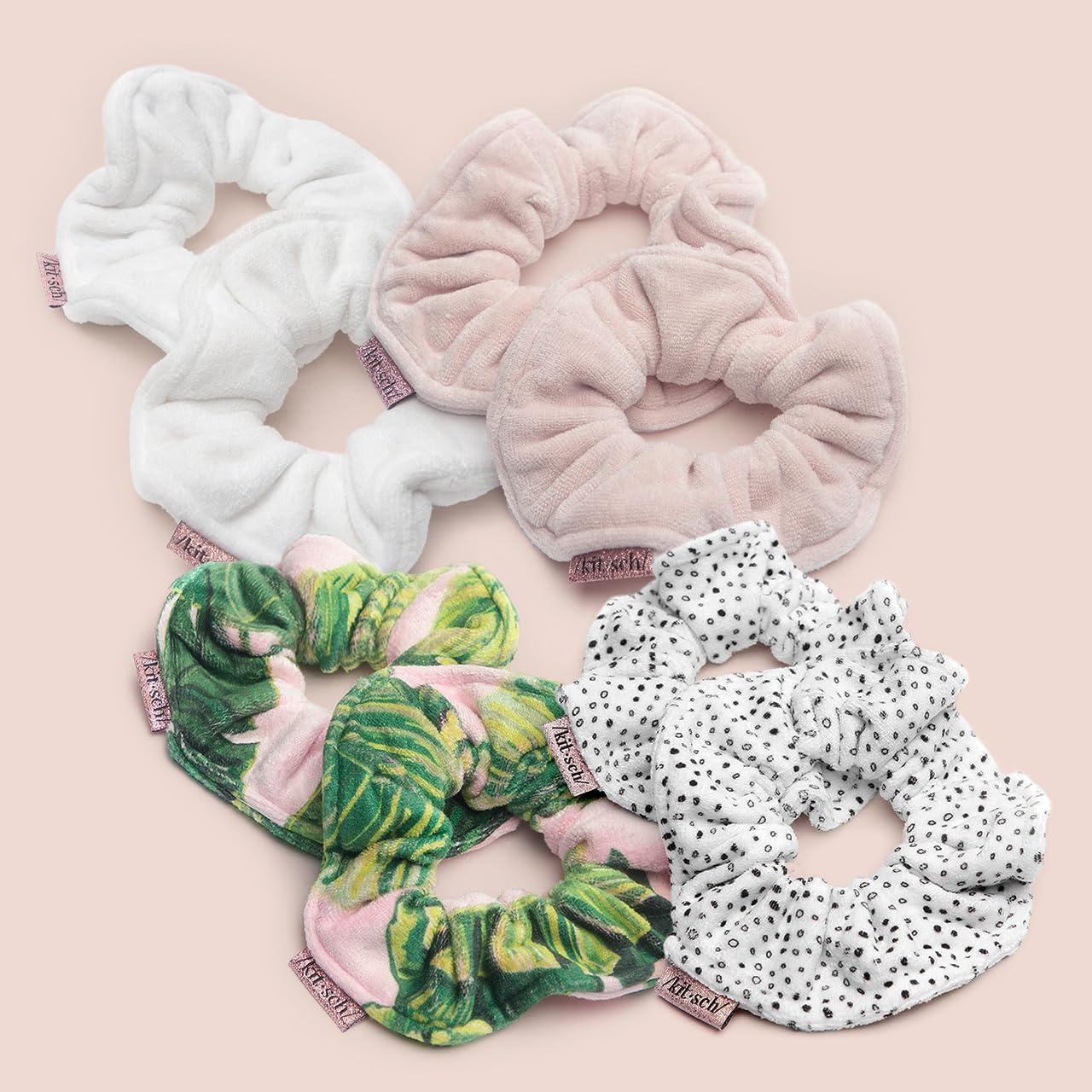 imageKitsch Microfiber Hair Towel Scrunchies Soft and Highly Absorbent Microfiber Scrunchie for Women Reduces Heat Drying Time Ideal Gifts for Women 2pcs Micro Dot DesignDot