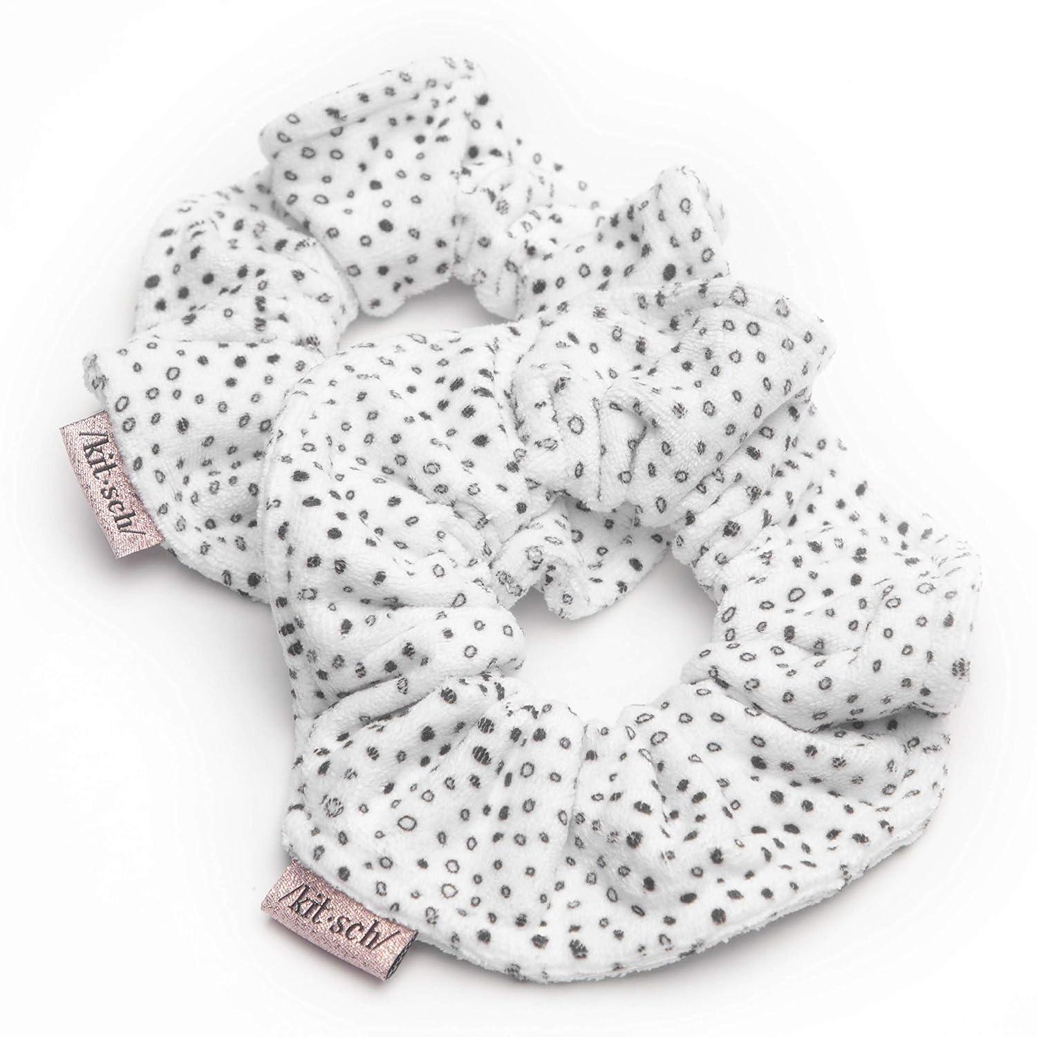 imageKitsch Microfiber Hair Towel Scrunchies Soft and Highly Absorbent Microfiber Scrunchie for Women Reduces Heat Drying Time Ideal Gifts for Women 2pcs Micro Dot DesignDot