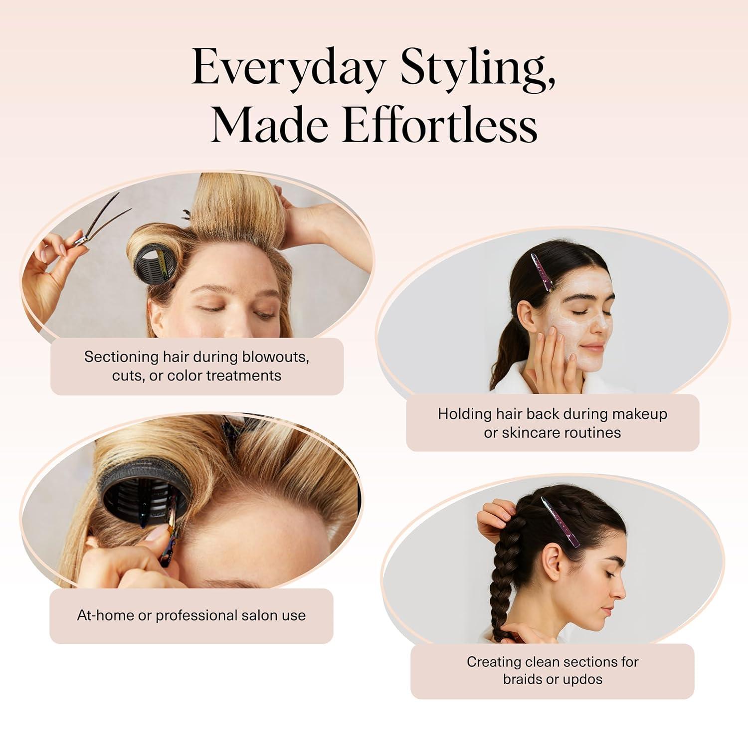 imageKitsch Professional Alligator Clips for Hair Styling 35quot Aluminum Hair Sectioning Clips for Salon ampamp Makeup Application Ideal Gifts for Women Rose Gold 6 PcsIridescent