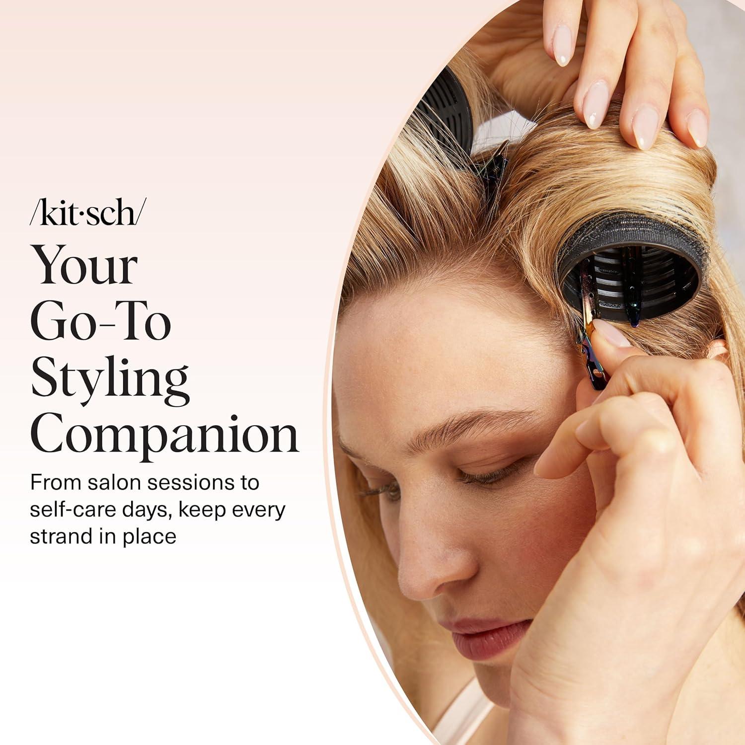 imageKitsch Professional Alligator Clips for Hair Styling 35quot Aluminum Hair Sectioning Clips for Salon ampamp Makeup Application Ideal Gifts for Women Rose Gold 6 PcsIridescent