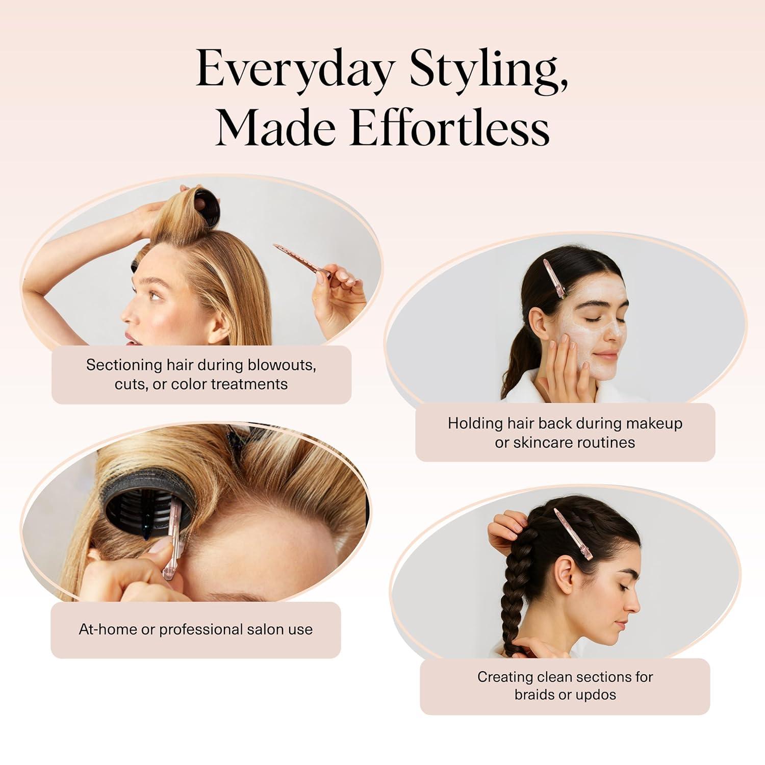 imageKitsch Professional Alligator Clips for Hair Styling 35quot Aluminum Hair Sectioning Clips for Salon ampamp Makeup Application Ideal Gifts for Women Rose Gold 6 PcsRose Gold