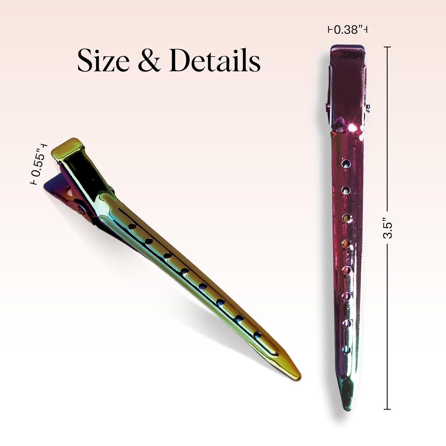 imageKitsch Professional Alligator Clips for Hair Styling 35quot Aluminum Hair Sectioning Clips for Salon ampamp Makeup Application Ideal Gifts for Women Rose Gold 6 PcsIridescent