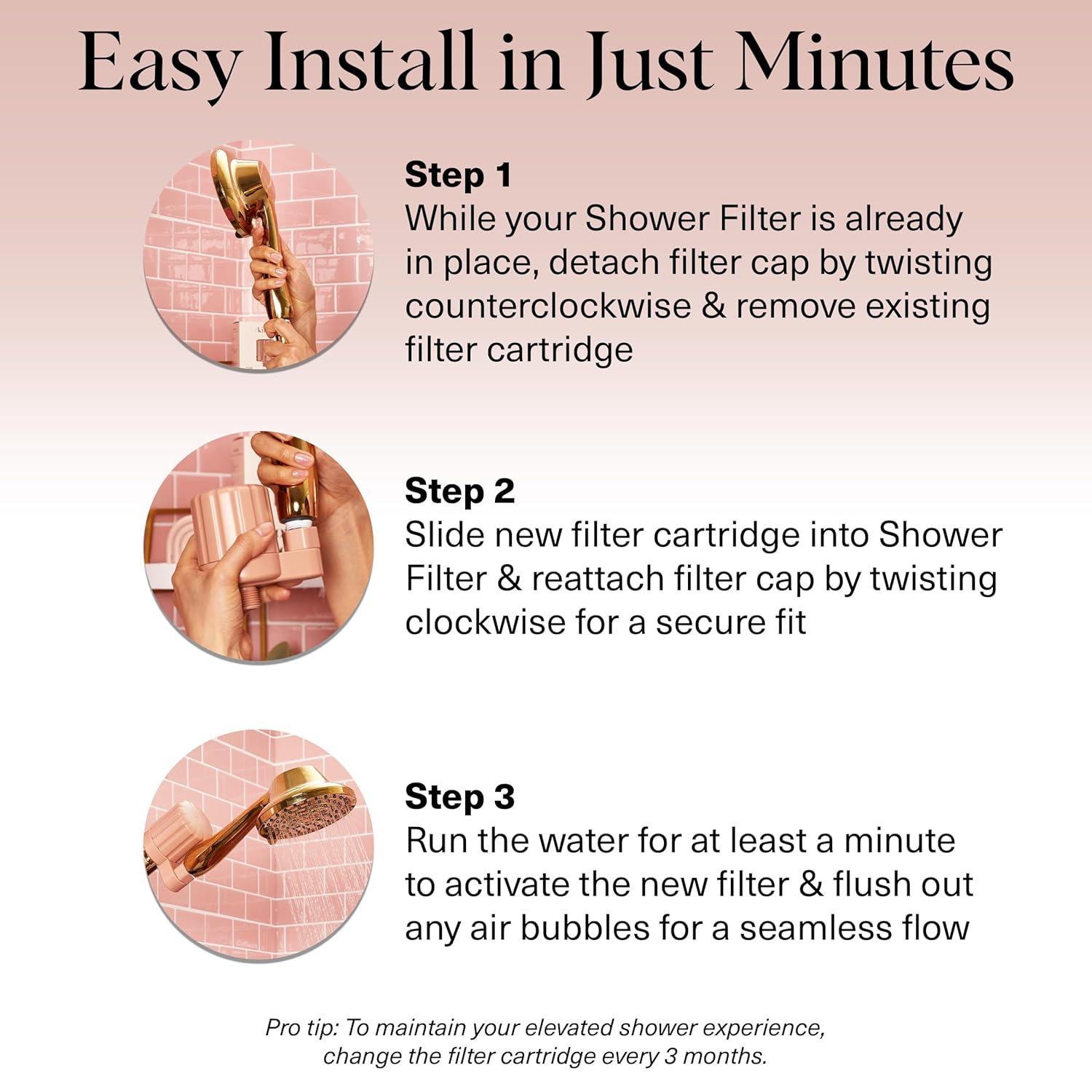 imageKitsch Shower Head Filter for Hard Water Shower Filter with KDF55 ampamp Calcium Sulfite Helps Reduce Chlorine ampamp Impurities Water Softener Bathroom Accessories for Healthier Hair ampamp Skin ChromeWhite