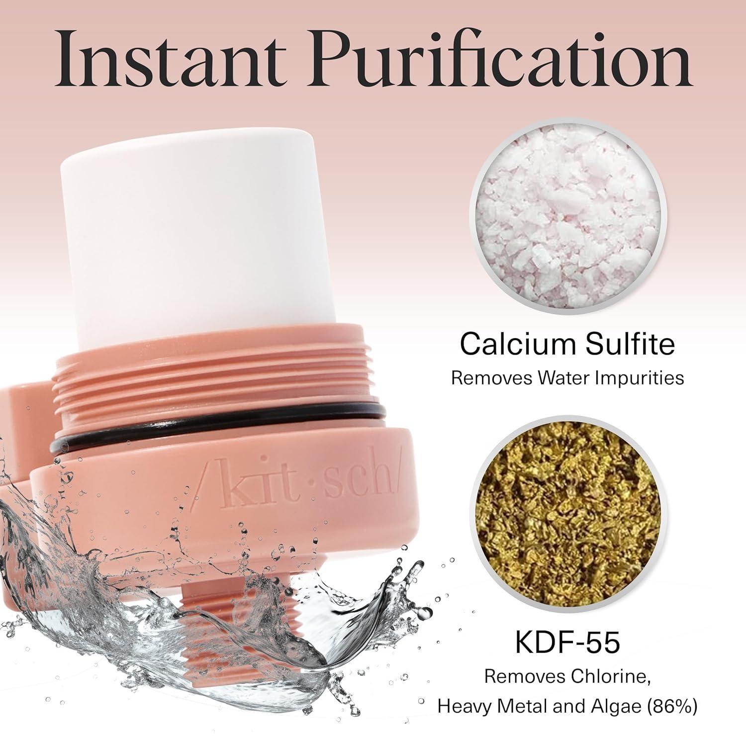 imageKitsch Shower Head Filter for Hard Water Shower Filter with KDF55 ampamp Calcium Sulfite Helps Reduce Chlorine ampamp Impurities Water Softener Bathroom Accessories for Healthier Hair ampamp Skin ChromeTerracotta