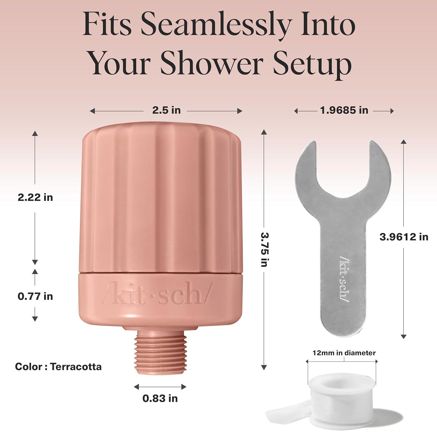 imageKitsch Shower Head Filter for Hard Water Shower Filter with KDF55 ampamp Calcium Sulfite Helps Reduce Chlorine ampamp Impurities Water Softener Bathroom Accessories for Healthier Hair ampamp Skin ChromeTerracotta