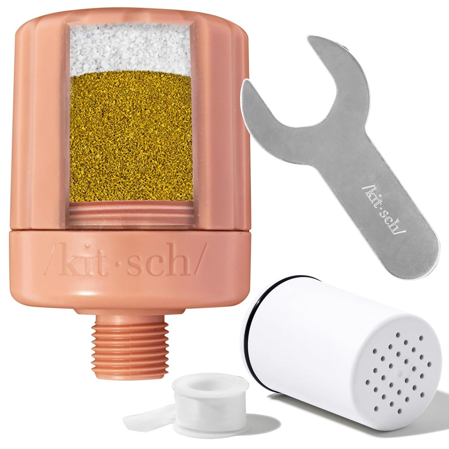 imageKitsch Shower Head Filter for Hard Water Shower Filter with KDF55 ampamp Calcium Sulfite Helps Reduce Chlorine ampamp Impurities Water Softener Bathroom Accessories for Healthier Hair ampamp Skin ChromeTerracotta