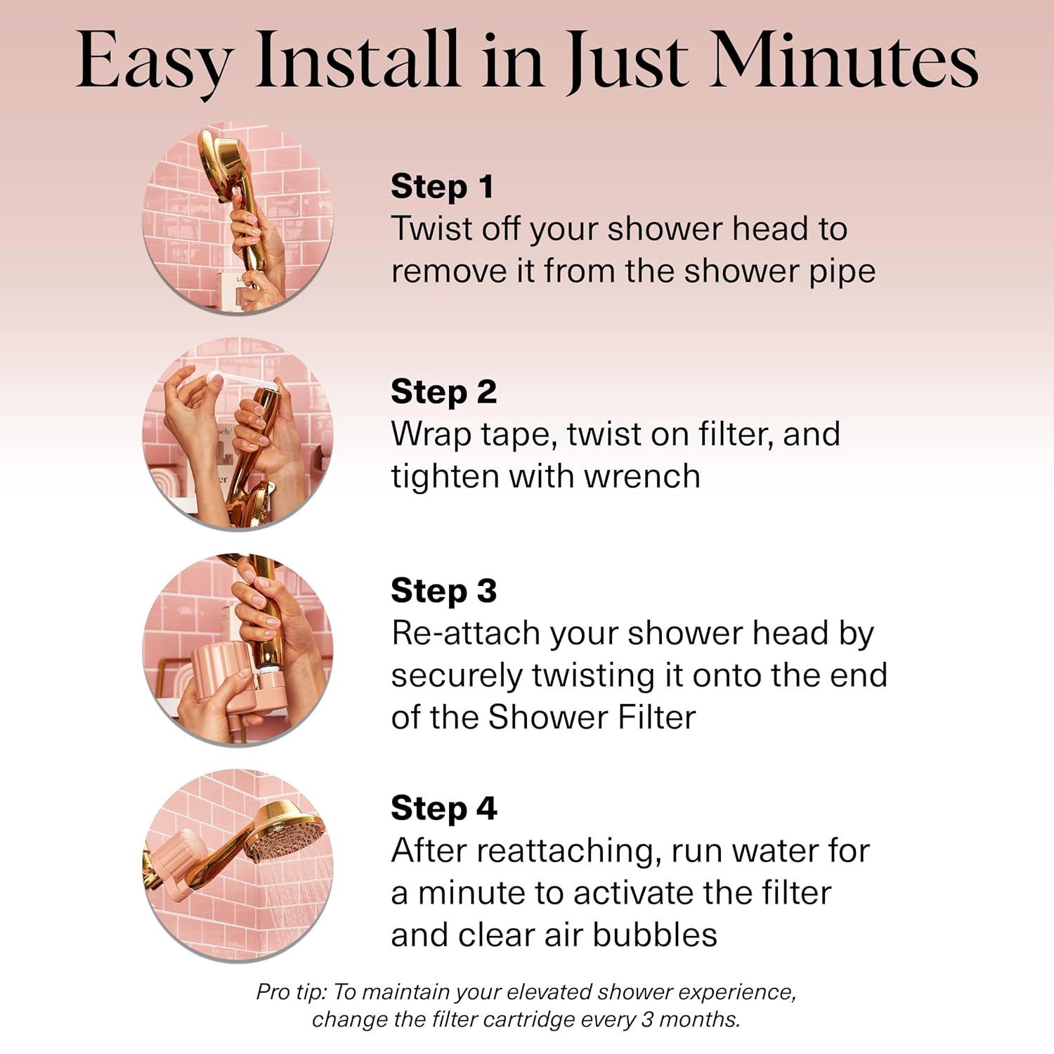 imageKitsch Shower Head Filter for Hard Water Shower Filter with KDF55 ampamp Calcium Sulfite Helps Reduce Chlorine ampamp Impurities Water Softener Bathroom Accessories for Healthier Hair ampamp Skin ChromeTerracotta