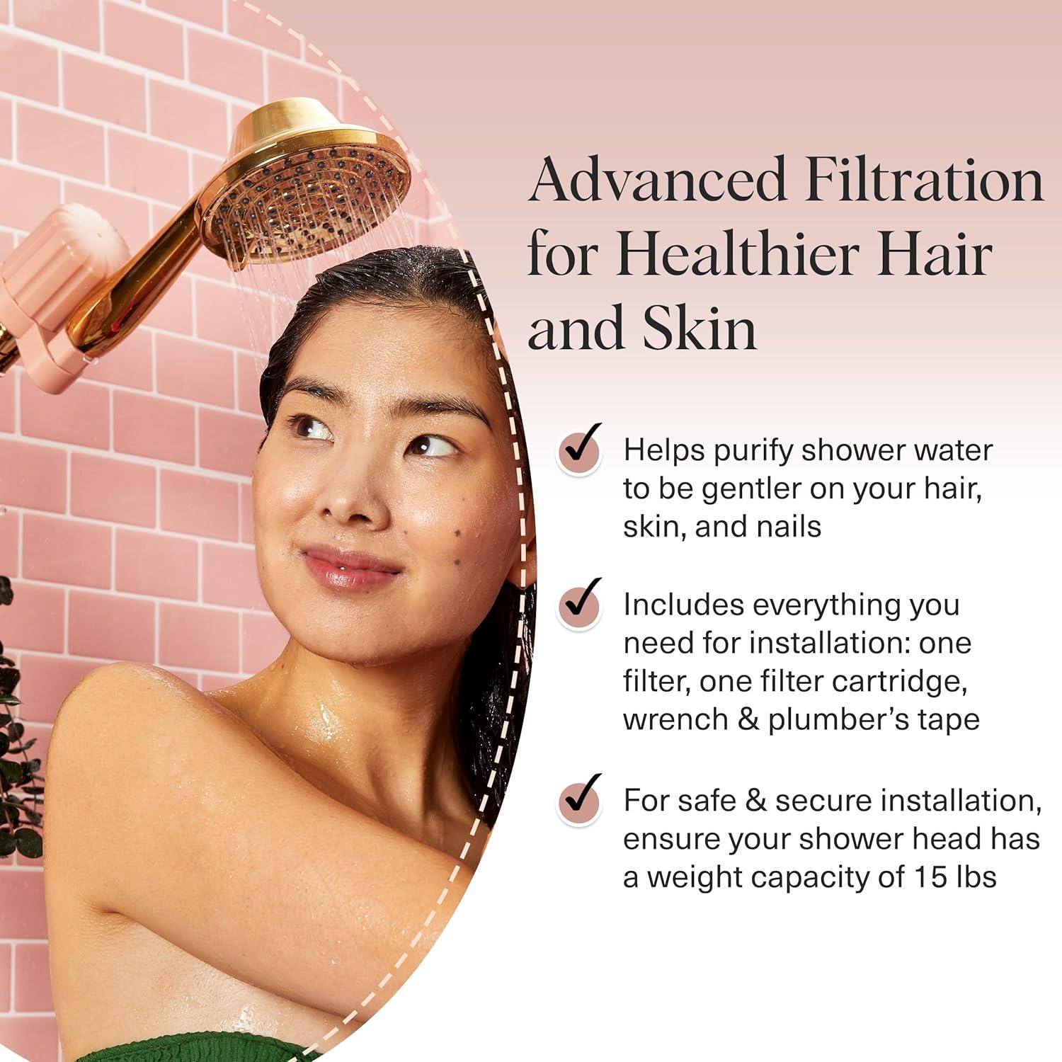 imageKitsch Shower Head Filter for Hard Water Shower Filter with KDF55 ampamp Calcium Sulfite Helps Reduce Chlorine ampamp Impurities Water Softener Bathroom Accessories for Healthier Hair ampamp Skin ChromeTerracotta