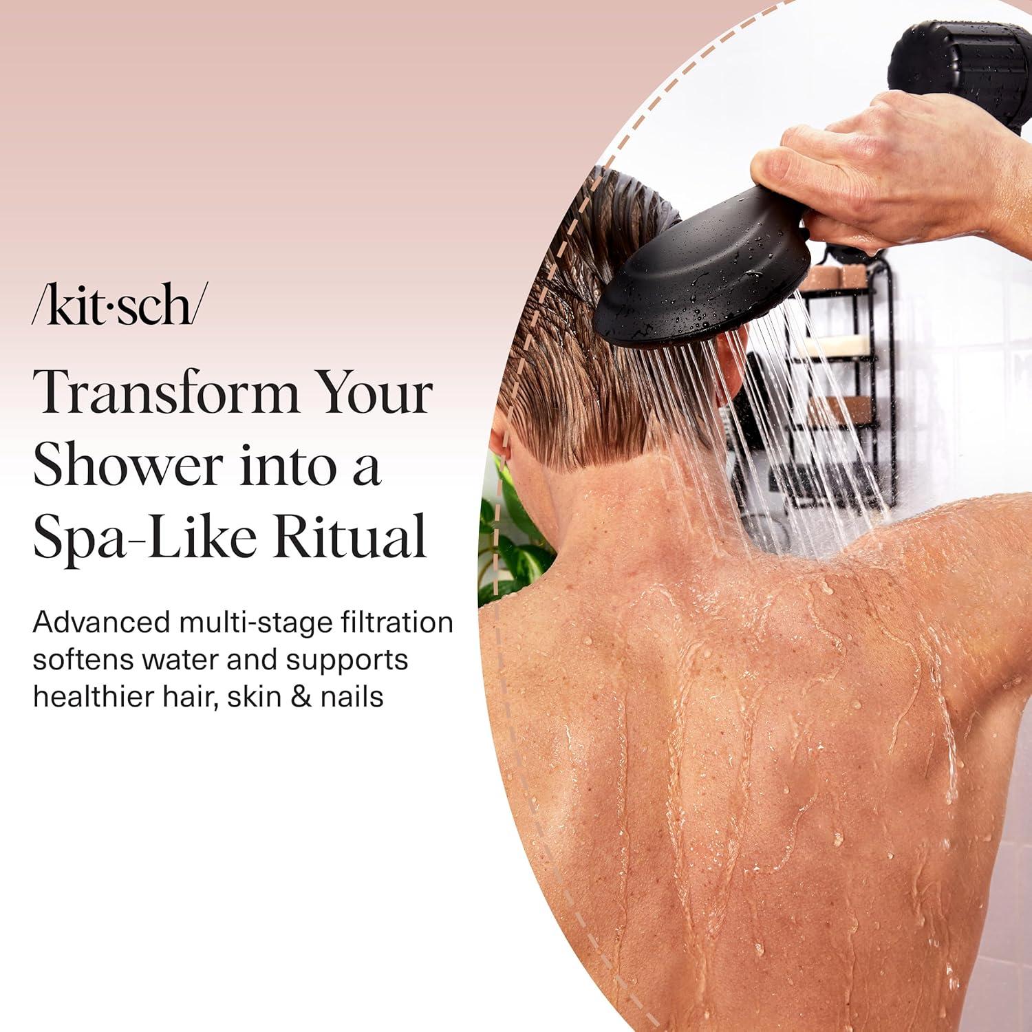 imageKitsch Shower Head Filter for Hard Water Shower Filter with KDF55 ampamp Calcium Sulfite Helps Reduce Chlorine ampamp Impurities Water Softener Bathroom Accessories for Healthier Hair ampamp Skin ChromeWhite