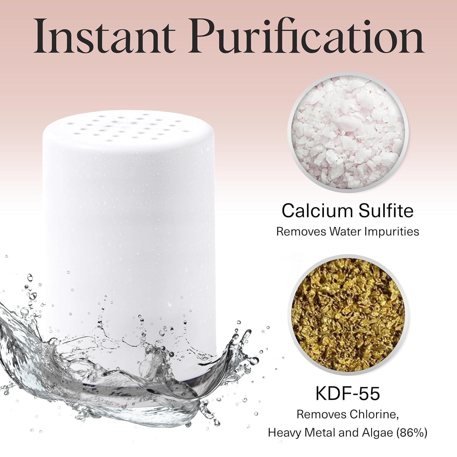 imageKitsch Shower Head Filter for Hard Water Shower Filter with KDF55 ampamp Calcium Sulfite Helps Reduce Chlorine ampamp Impurities Water Softener Bathroom Accessories for Healthier Hair ampamp Skin ChromeWhite