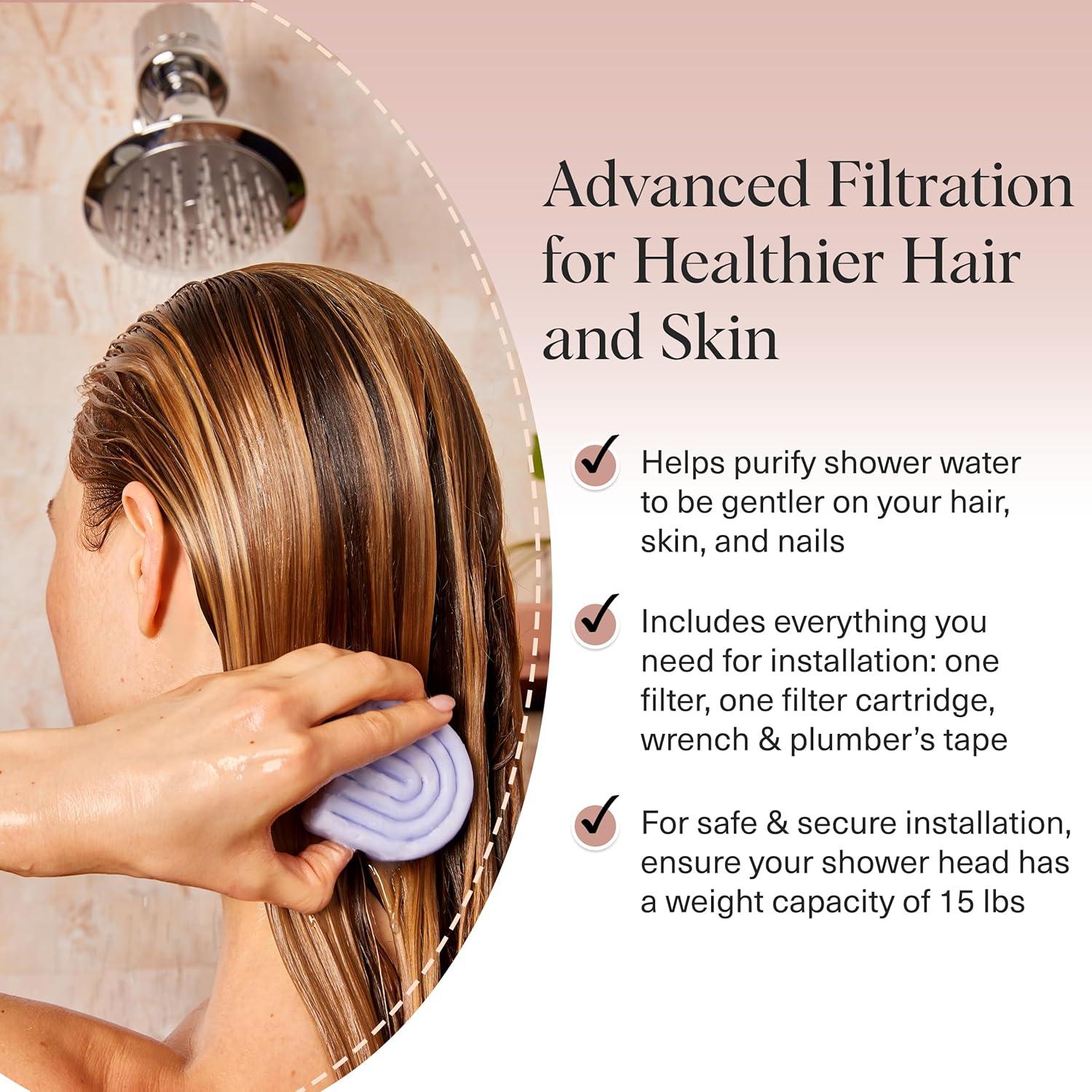 imageKitsch Shower Head Filter for Hard Water Shower Filter with KDF55 ampamp Calcium Sulfite Helps Reduce Chlorine ampamp Impurities Water Softener Bathroom Accessories for Healthier Hair ampamp Skin ChromeChrome