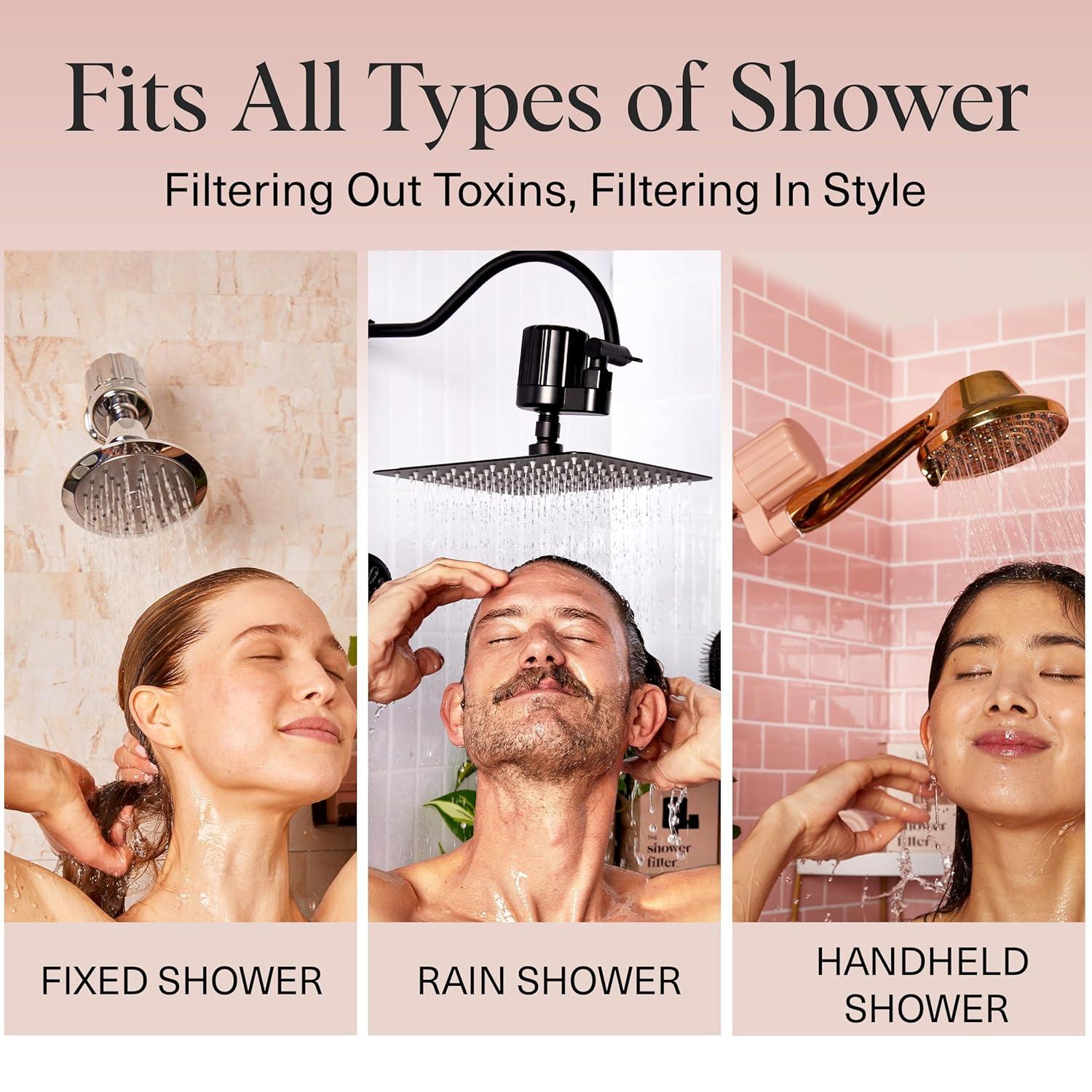 imageKitsch Shower Head Filter for Hard Water Shower Filter with KDF55 ampamp Calcium Sulfite Helps Reduce Chlorine ampamp Impurities Water Softener Bathroom Accessories for Healthier Hair ampamp Skin ChromeWhite