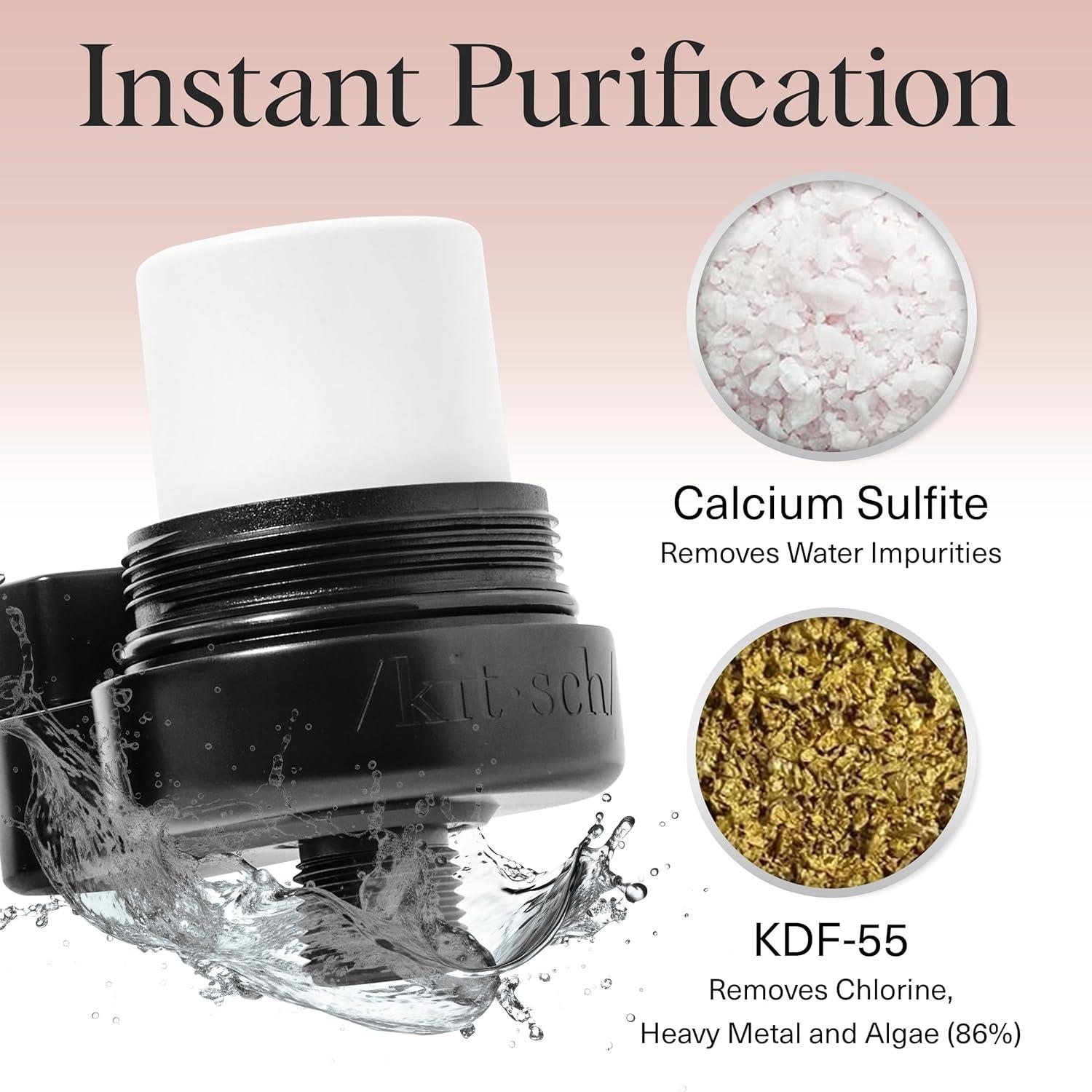 imageKitsch Shower Head Filter for Hard Water Shower Filter with KDF55 ampamp Calcium Sulfite Helps Reduce Chlorine ampamp Impurities Water Softener Bathroom Accessories for Healthier Hair ampamp Skin ChromeBlack