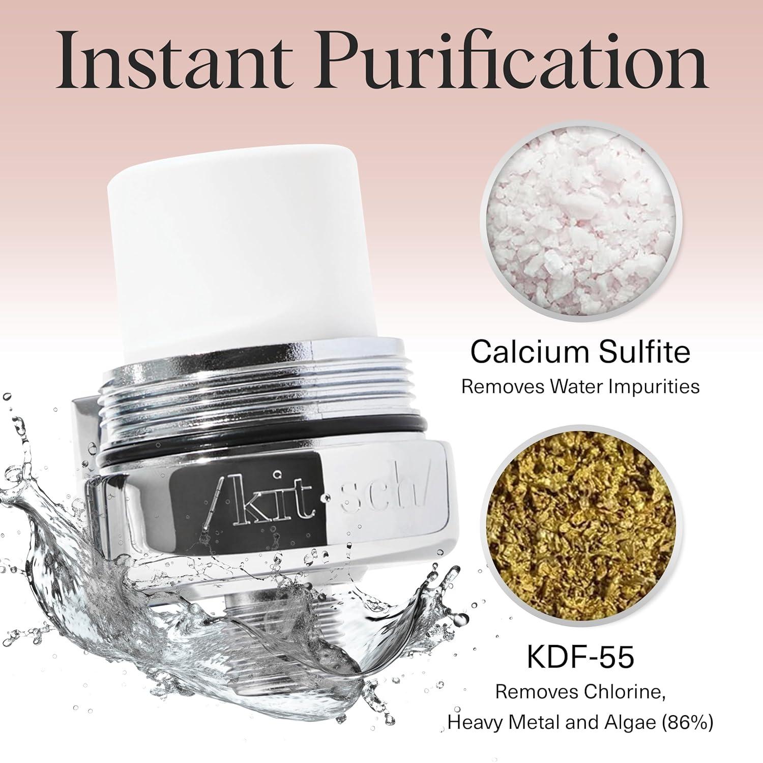 imageKitsch Shower Head Filter for Hard Water Shower Filter with KDF55 ampamp Calcium Sulfite Helps Reduce Chlorine ampamp Impurities Water Softener Bathroom Accessories for Healthier Hair ampamp Skin ChromeChrome