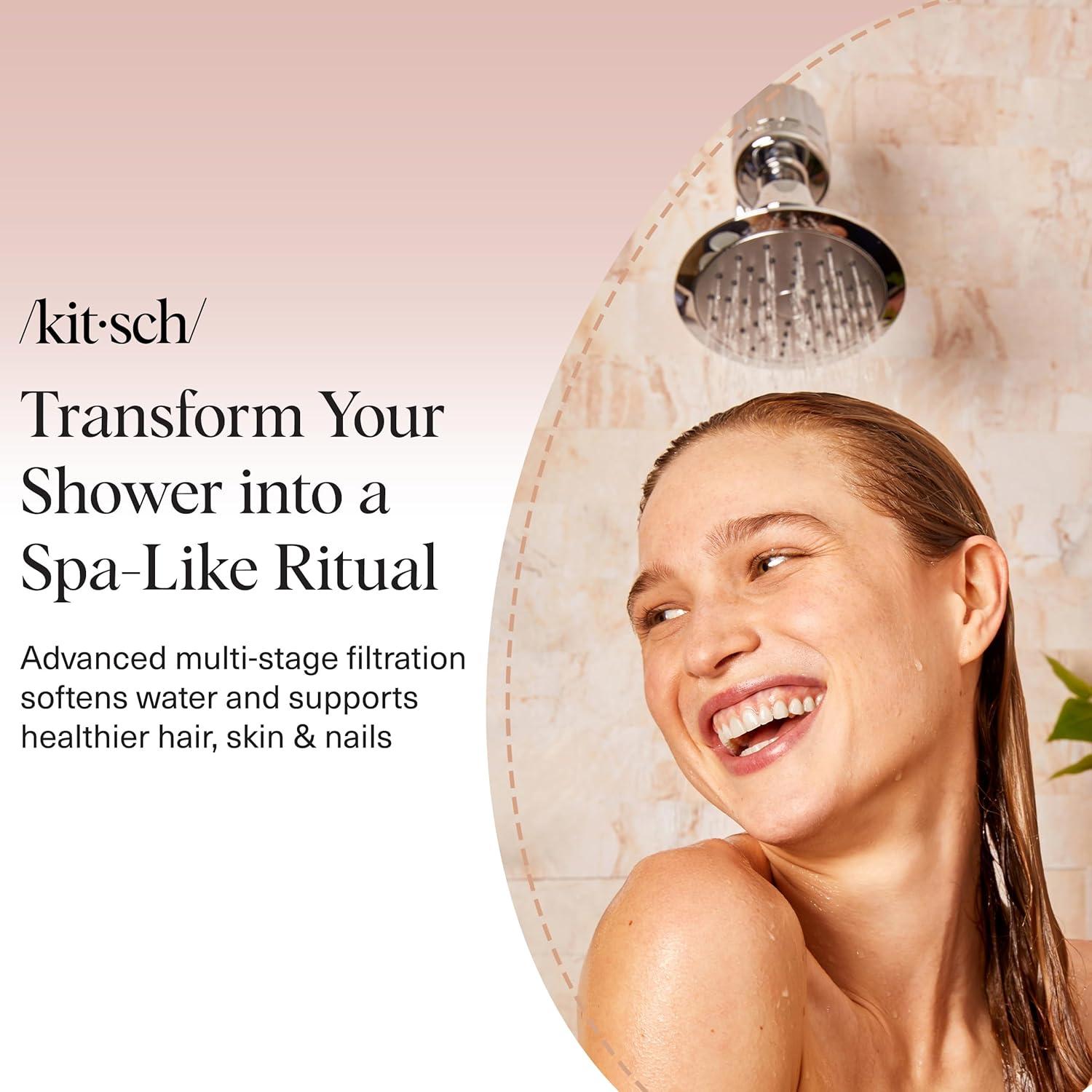 imageKitsch Shower Head Filter for Hard Water Shower Filter with KDF55 ampamp Calcium Sulfite Helps Reduce Chlorine ampamp Impurities Water Softener Bathroom Accessories for Healthier Hair ampamp Skin ChromeChrome